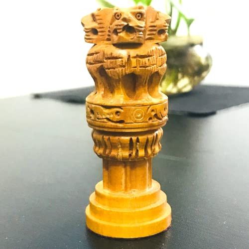 Wooden Ashoka Pillar 3" Inch - National Emblem