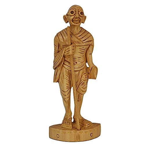 santarms Wooden Gandhi ji Statue (12.5 cm) Handmade Indian Sculpture Art - Bapu | Mahatma Gandhi