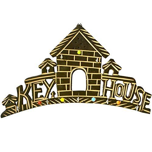 santarms Handmade Wooden Key House Holder (31x44x4) cm-Wall Hanging Decorative Key/Hanger-Safe Key Holder-grahpravesham Item-grah pravesh Gift-Black Colour