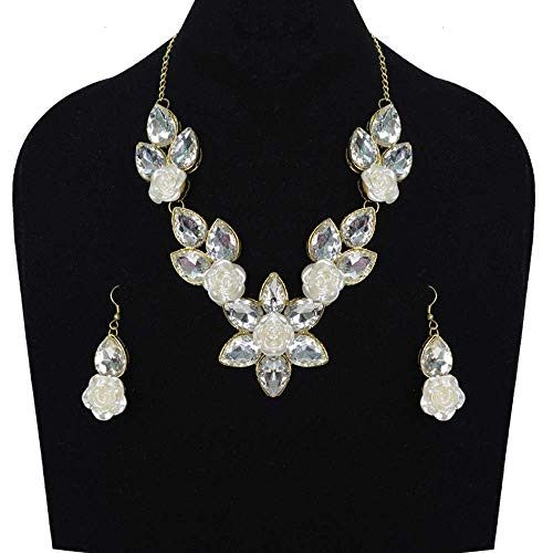 Santarms Alloy Flower Pearl Earring with Necklace | Best price in India | santarms.com