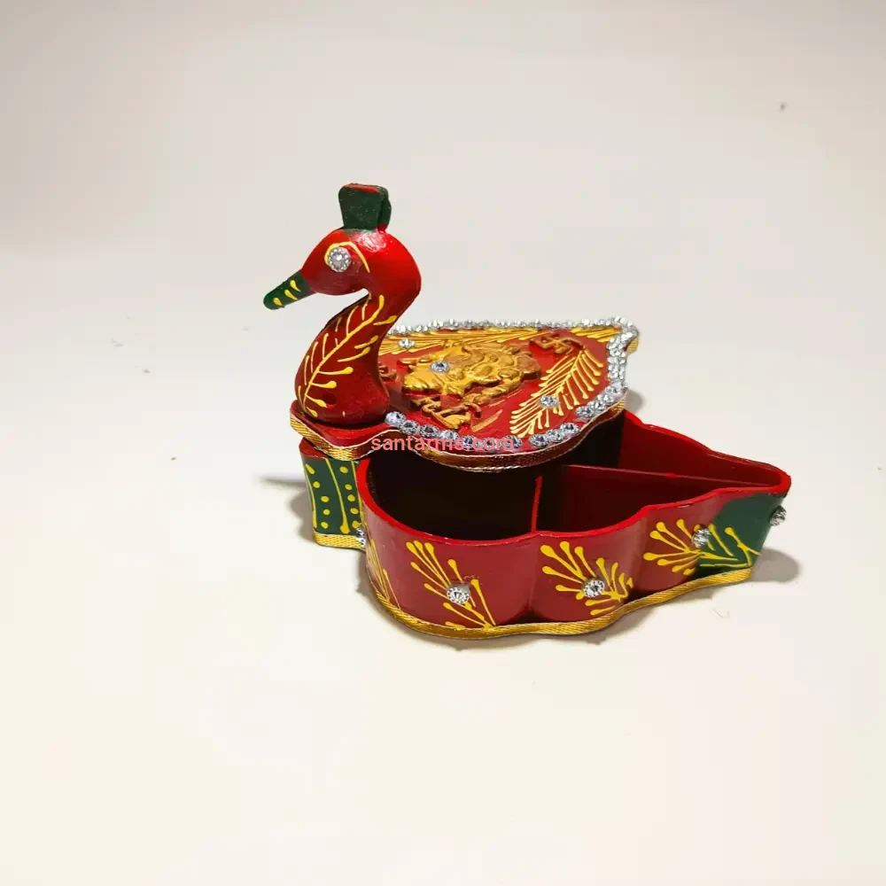 santarms handmade kumkum box duck sindoor wedding gifts wooden shringar dani dabbi beautiful for women gift items tika chopra in kumkum box pack of (1)