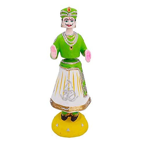 Santarms Raja Thanjavur Dancing Doll 16 Inch (Green,Off White) Showpieces