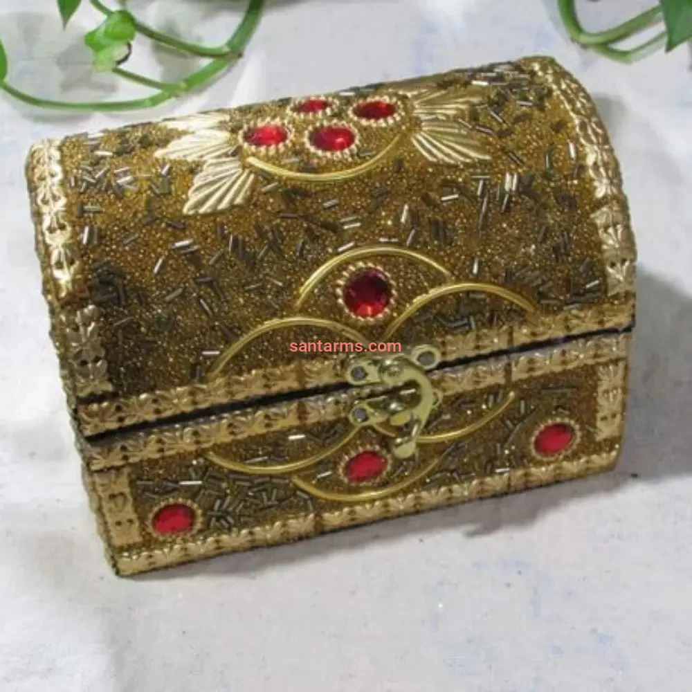 Santarms Rajwada Style Handcrafted Wooden Vanity Box Makeup Kit Traditional Decorative Bangle Decor Gift Packing Boxes for Wedding Items Storage Wood Vintage Stylish