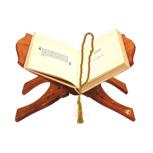 Santarms Wooden Fordable Holy Rehal Quran Books Stand Box Stand For Ramadan Decorations For Home Tasbih For Muslim - 12 Inch