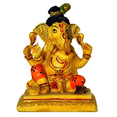 santarms Beautiful fine Handmade Lord Ganesh(12 cm) Multicolour -Showpiece for Table top- Home, Temple -fine Handmade-Idol Lord Ganesha (ganapathi, Ganesh)- Best for Gifting