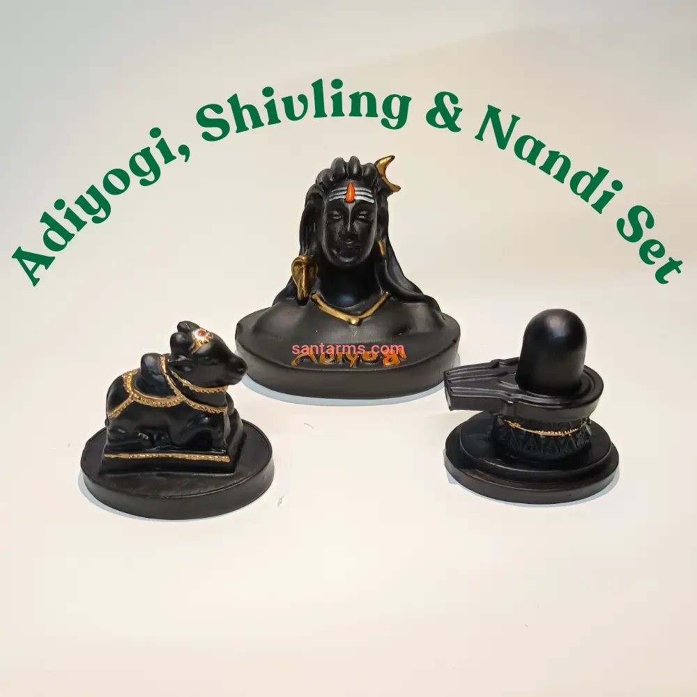 santarms shivling with nandi maharaj and adiyogi statue idol combo – divine temple and home pooja decor for spiritual blessings and serenity