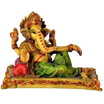santarms Beautiful Marble Colourful Lord Ganesh Resting (8 cm) Multicolour -Showpiece for Table top- Home, Temple -fine Handmade-Idol Lord Ganesha (ganapathi, Ganesh)- Best for Gifting