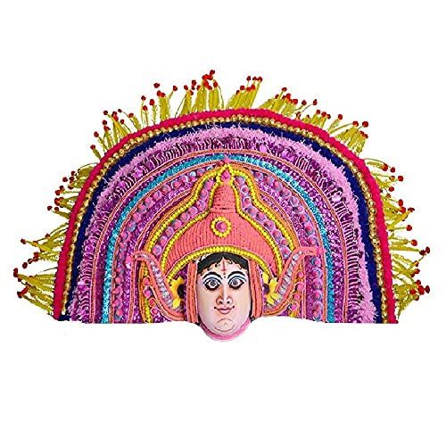 Santarms handicrafts mask - deva kartikeya purulia art of folk chhau dance face mask hanging showpiece bengal handmade product by Chhau items for kids girls men room women show pieces,Big size