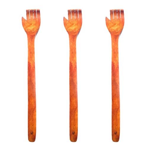 santarms set of 3 - wooden back scratcher itching hand stick hand for itching back heavy duty strong handcrafted itching hand kamar khujani khujli stick dandi wood long back scratcher for relaxation -